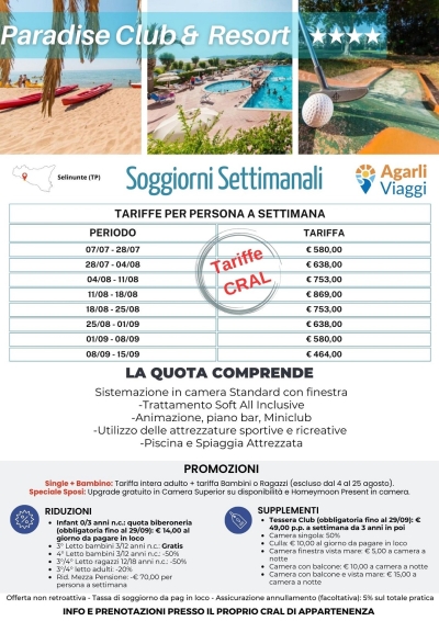 Paradise Club &amp; Resort - Soggiorni Settimanali