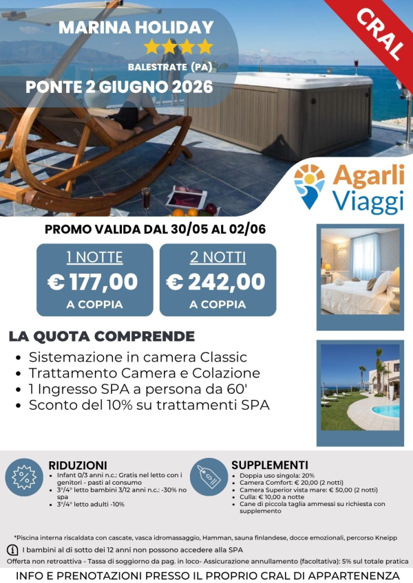 Marina Holidey**** - Balestrate (PA)     ponte del 2 giugno 2026