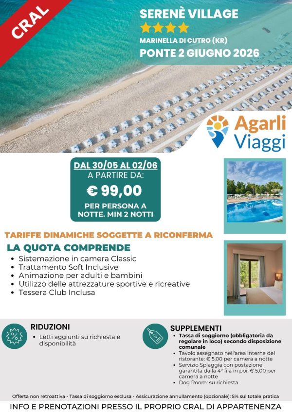 Seren&egrave; Village**** - Marinella di Cutro (KR)     ponte del 2 giugno 2026