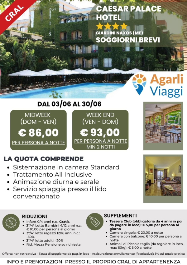 Caesar Palace Hotel**** - Giardini Naxos (ME)