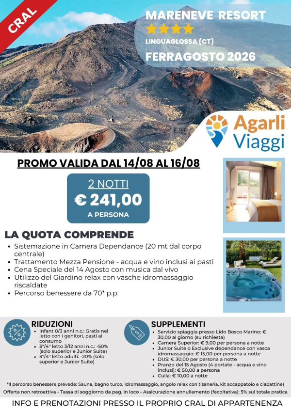 Mareneve Resort**** - Linguaglossa (CT)     Ferragosto 2026