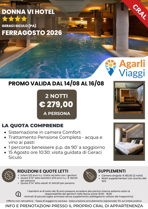 Donna Vi Hotel**** - Geraci Siculo (PA)    Ferragosto 2026