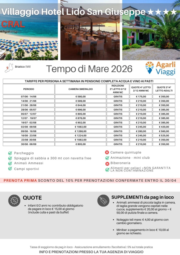 Villaggio Hotel Lido San Giuseppe**** - Briatico (VV)