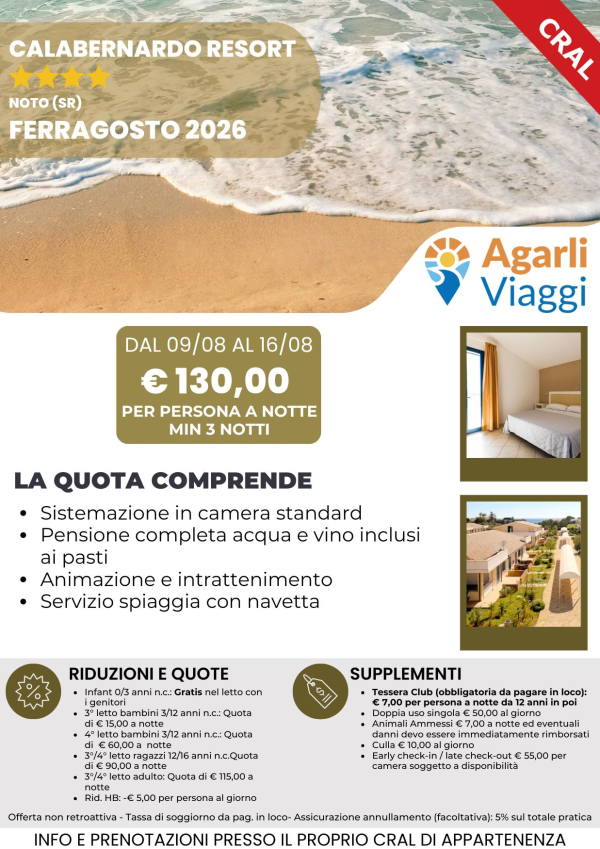Calabernardo Resort**** - Noto (SR)    Ferragosto 2026