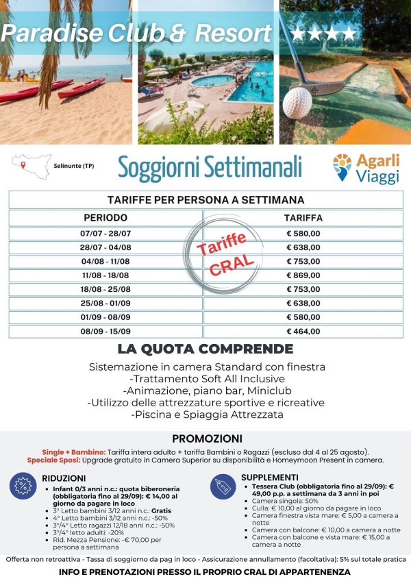 Paradise Club &amp; Resort - Soggiorni Settimanali