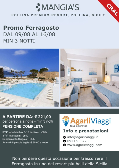Mangia's Pollina Premium Resort - Pollina (PA)          Promo Ferragosto 2026