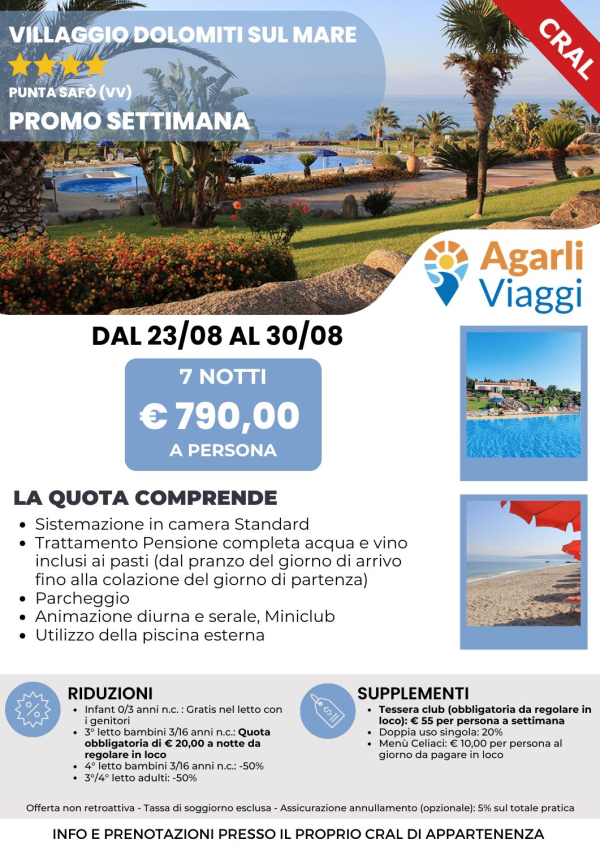 Villaggio Dolomiti sul Mare**** - Punta Saf&ograve; (VV)