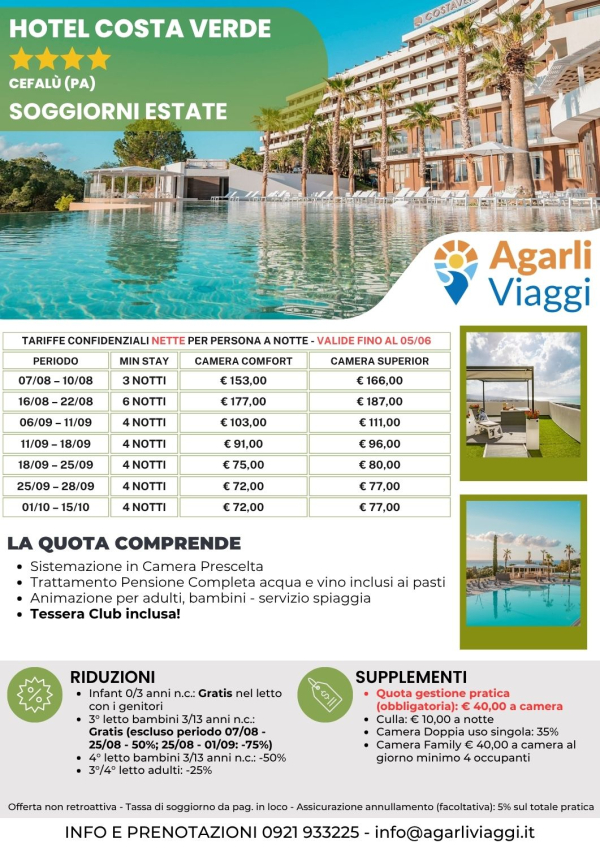 Hotel Costa Verde**** - Cefal&ugrave; (PA)